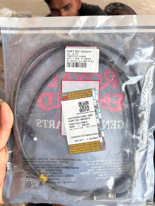 Royal Enfield 580387/F Genuine Throttle Cable for Thunderbird 350 and 500 UCE – Original OEM Spare Part – Durable Direct Fit Replacement