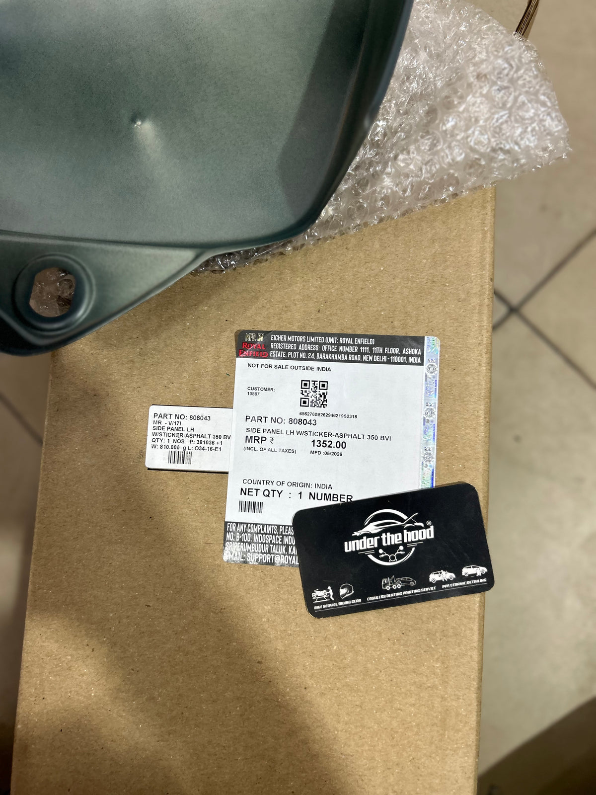 Royal Enfield Side Panel LH with Sticker Asphalt 350 BVI 808043 for Thunderbird 350