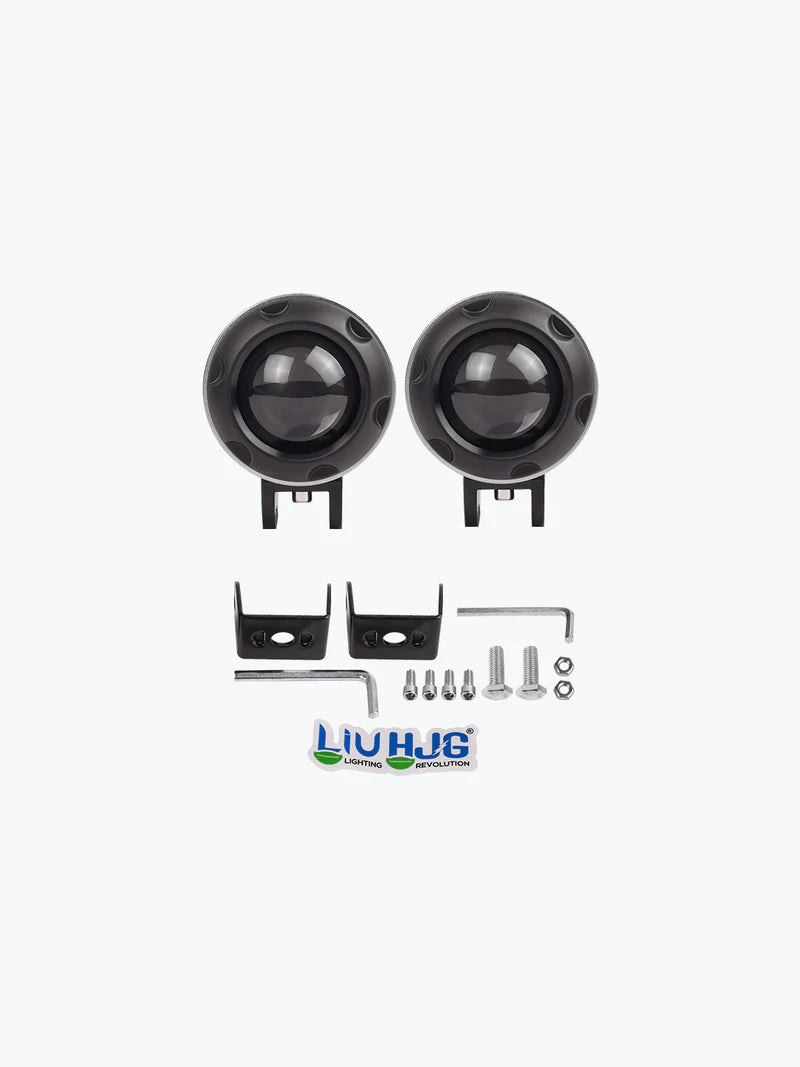 HJG SINGLE LED GREY ROUND LENSE FOG LIGHT PAIR 40W