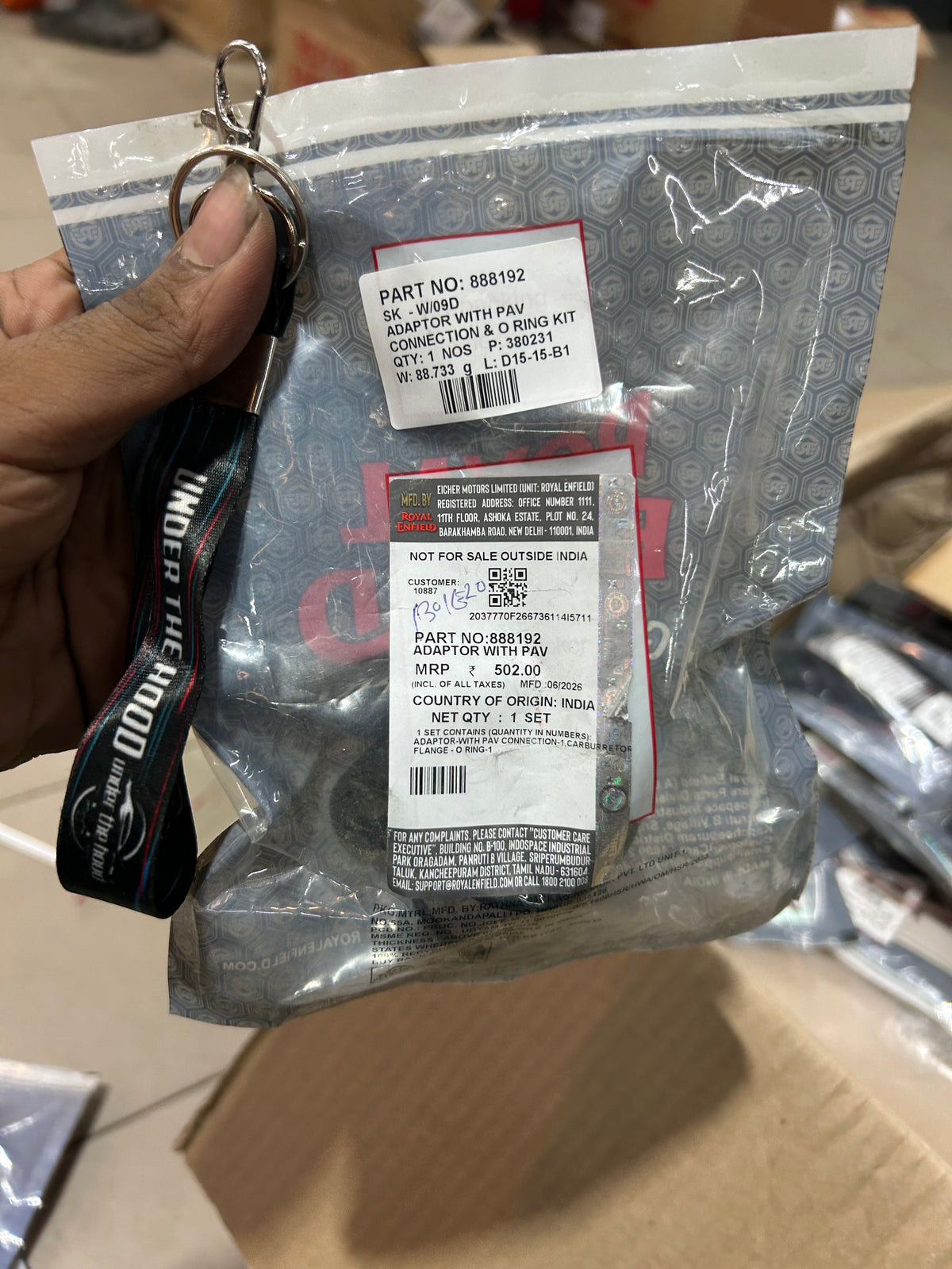 Royal Enfield Classic 500 / Thunderbird 500 / Himalayan 411 BS4 Euro 4 PAV Adaptor & O-Ring Kit 888192