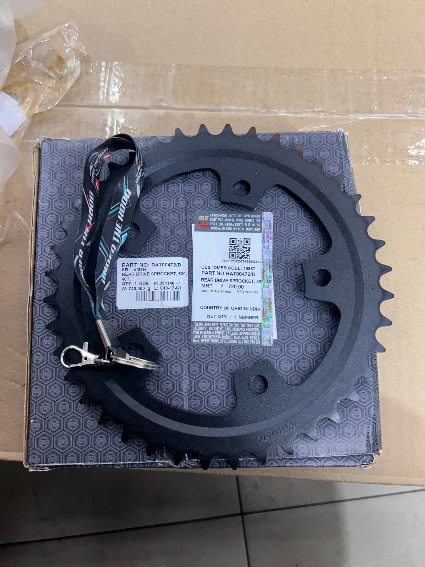 Royal Enfield RAT00472/D Rear Drive Sprocket 520 (40T) – Fits Super Meteor 650 & Shotgun 650 | OEM Replacement