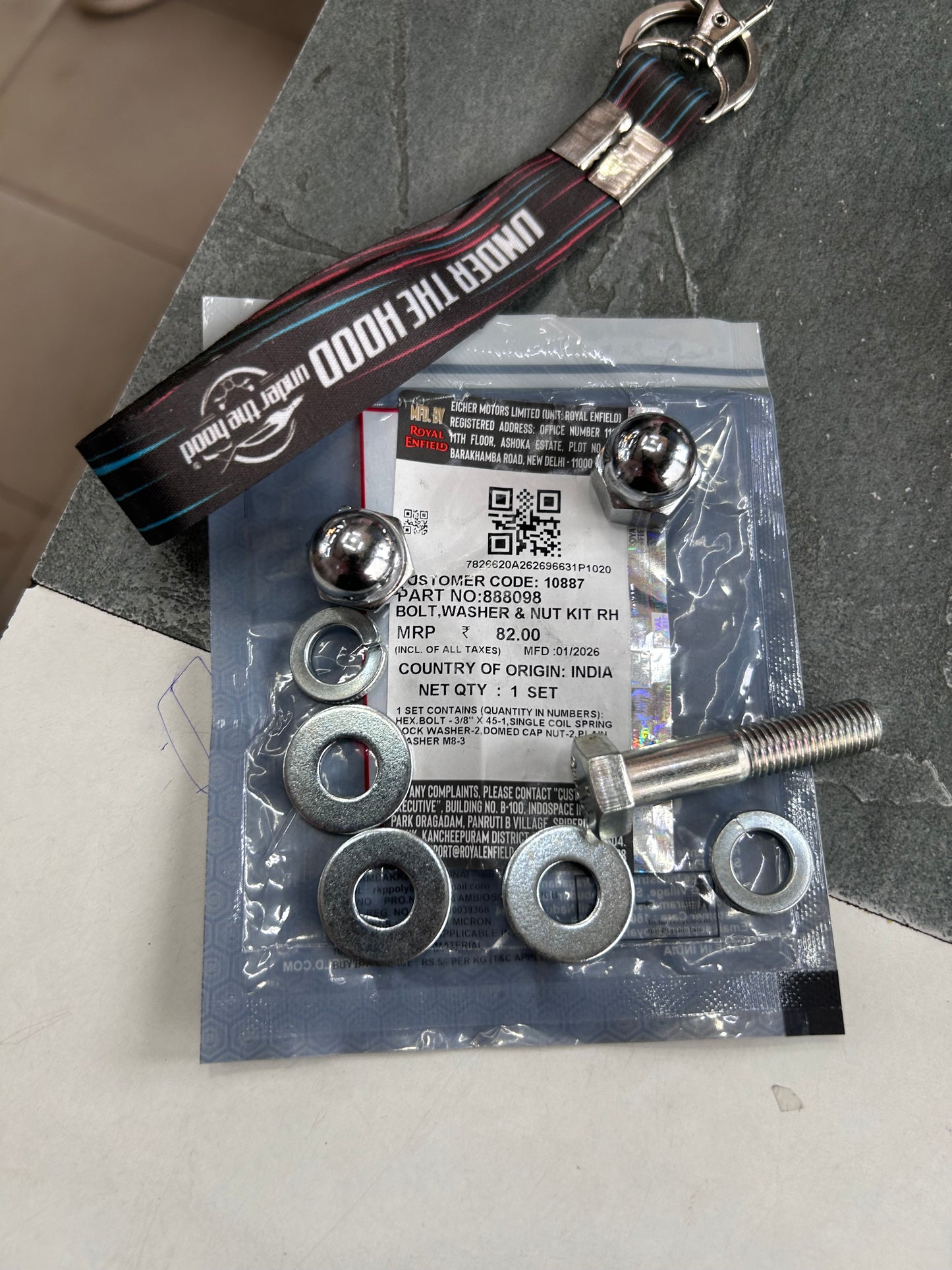 Bolt, Washer & Nut Kit (Rear Shock Mounting) RH for Bullet 350 UCE / Electra 350 UCE / Classic 350 / Classic 500 EFI / Bullet 500 UCE – 888098 (Right Side)