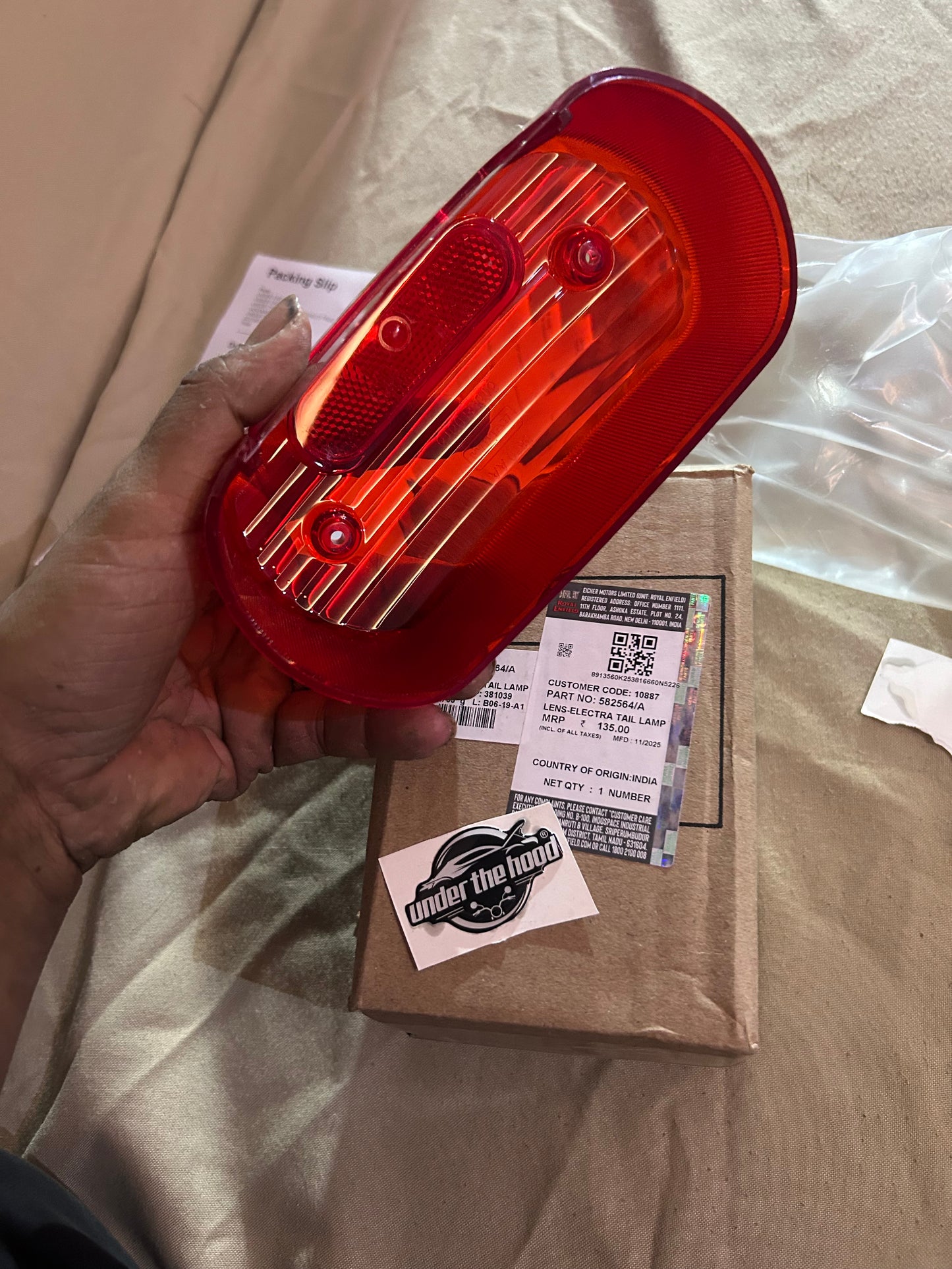 Royal Enfield 582564/A Tail Lamp Lens – Genuine Rear Light Cover for Electra 350 UCE (OEM)