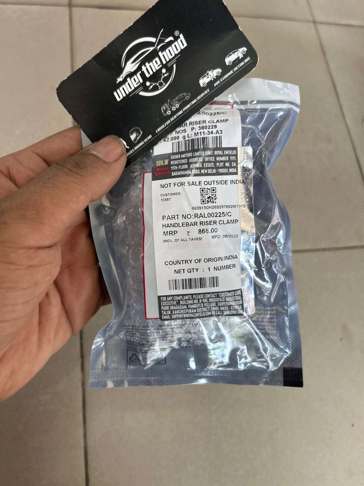 Royal Enfield Super Meteor 650 Handlebar Riser Clamp RAL00225/C | Genuine OEM