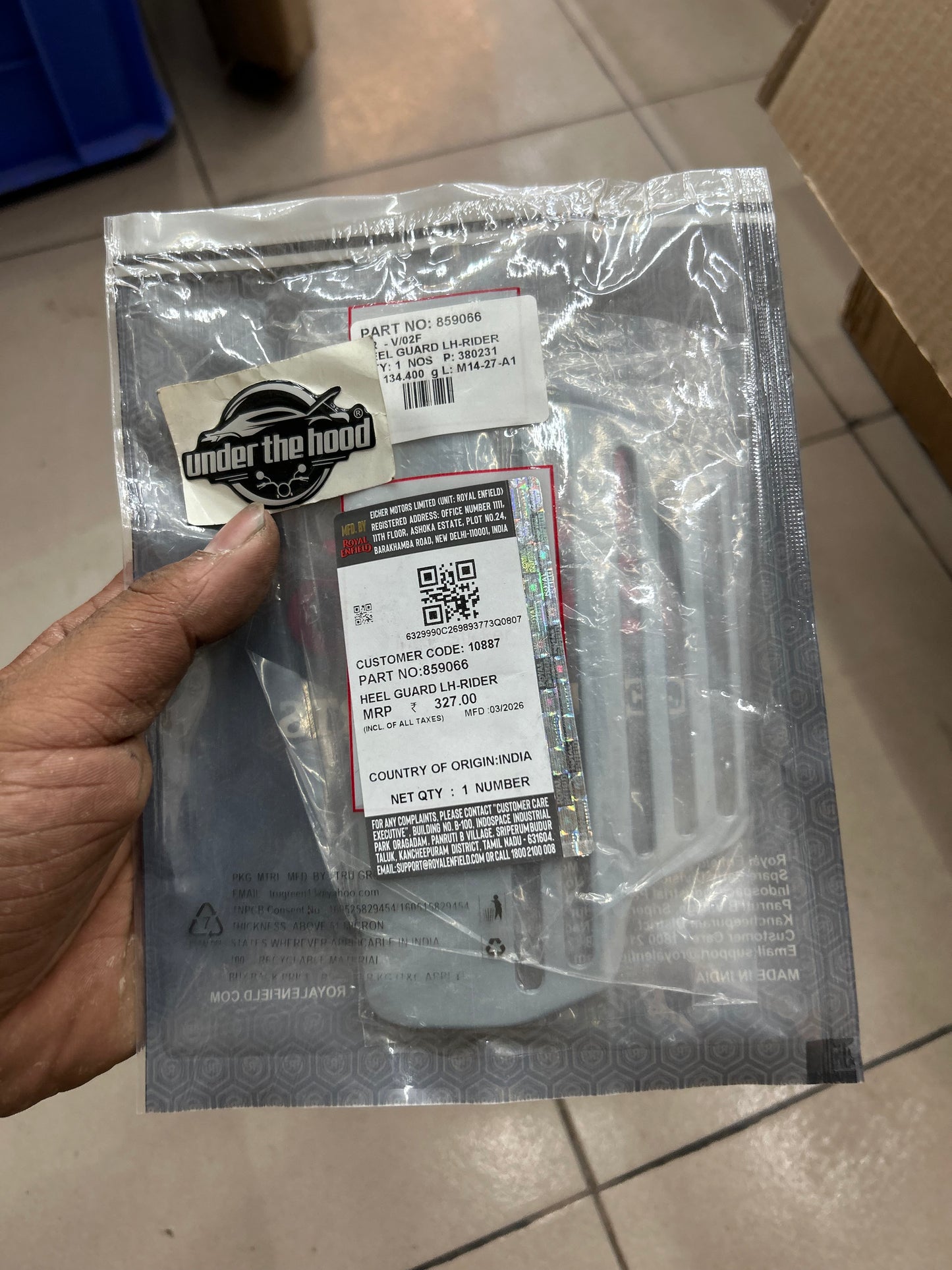 Royal Enfield 859066 — Heel Guard LH – Rider (Left Heel Guard) for Continental GT 535 (UCE 535) — Genuine OEM