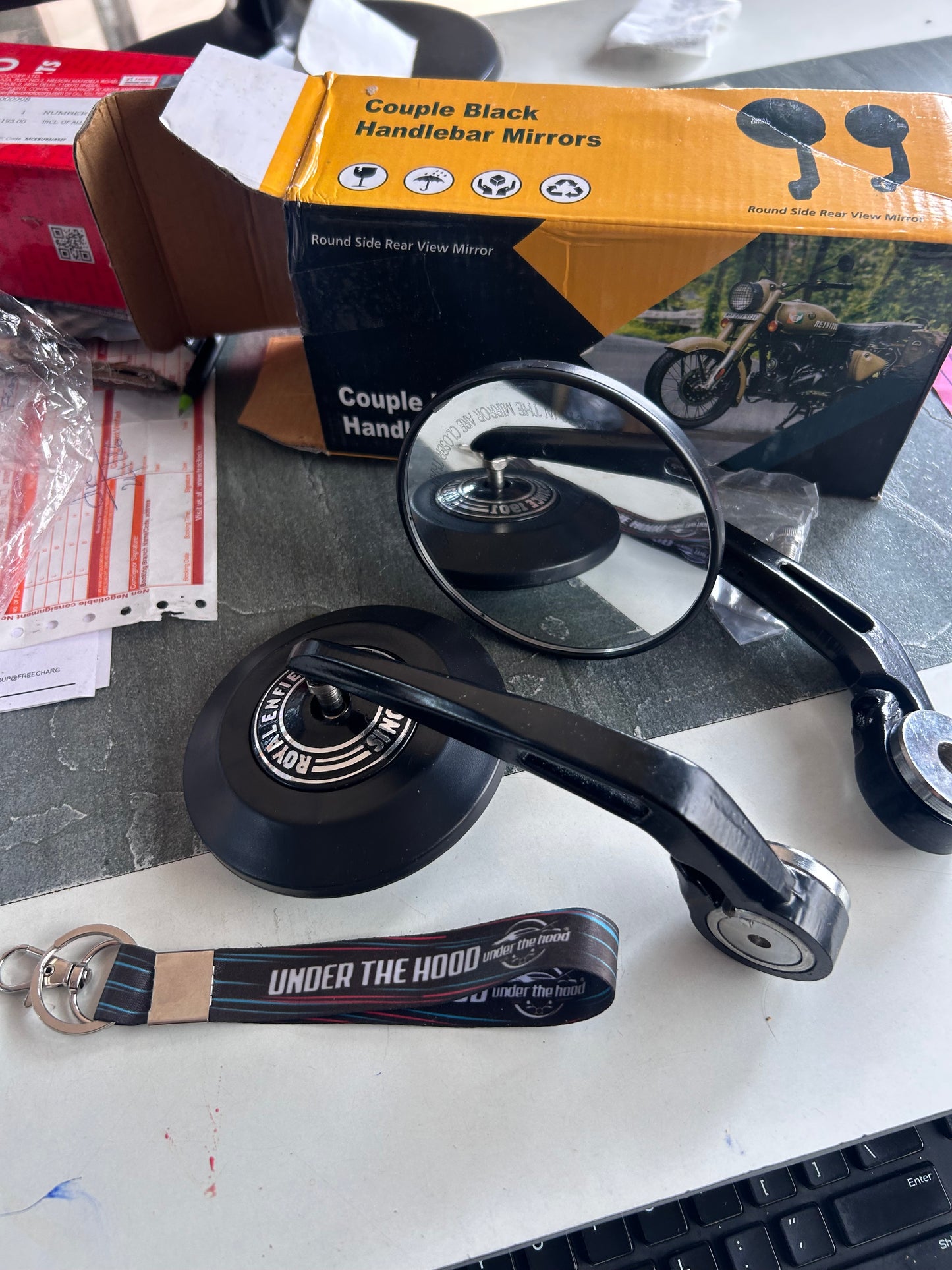 Premium GMA-Style Bar-End Touring Mirrors for Royal Enfield (Replica) – Under The Hood Edition