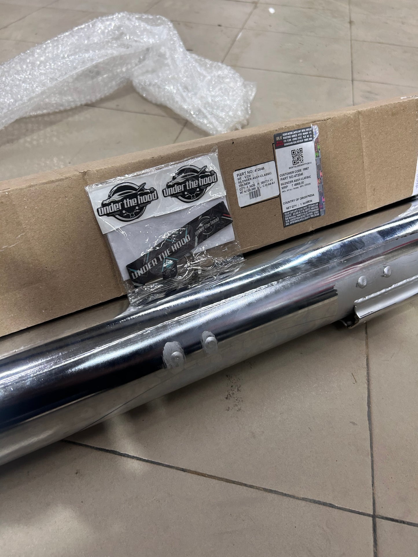 Genuine Royal Enfield Silencer Assembly – Classic 350 UCE (BS3/BS4) – Part No. 472046