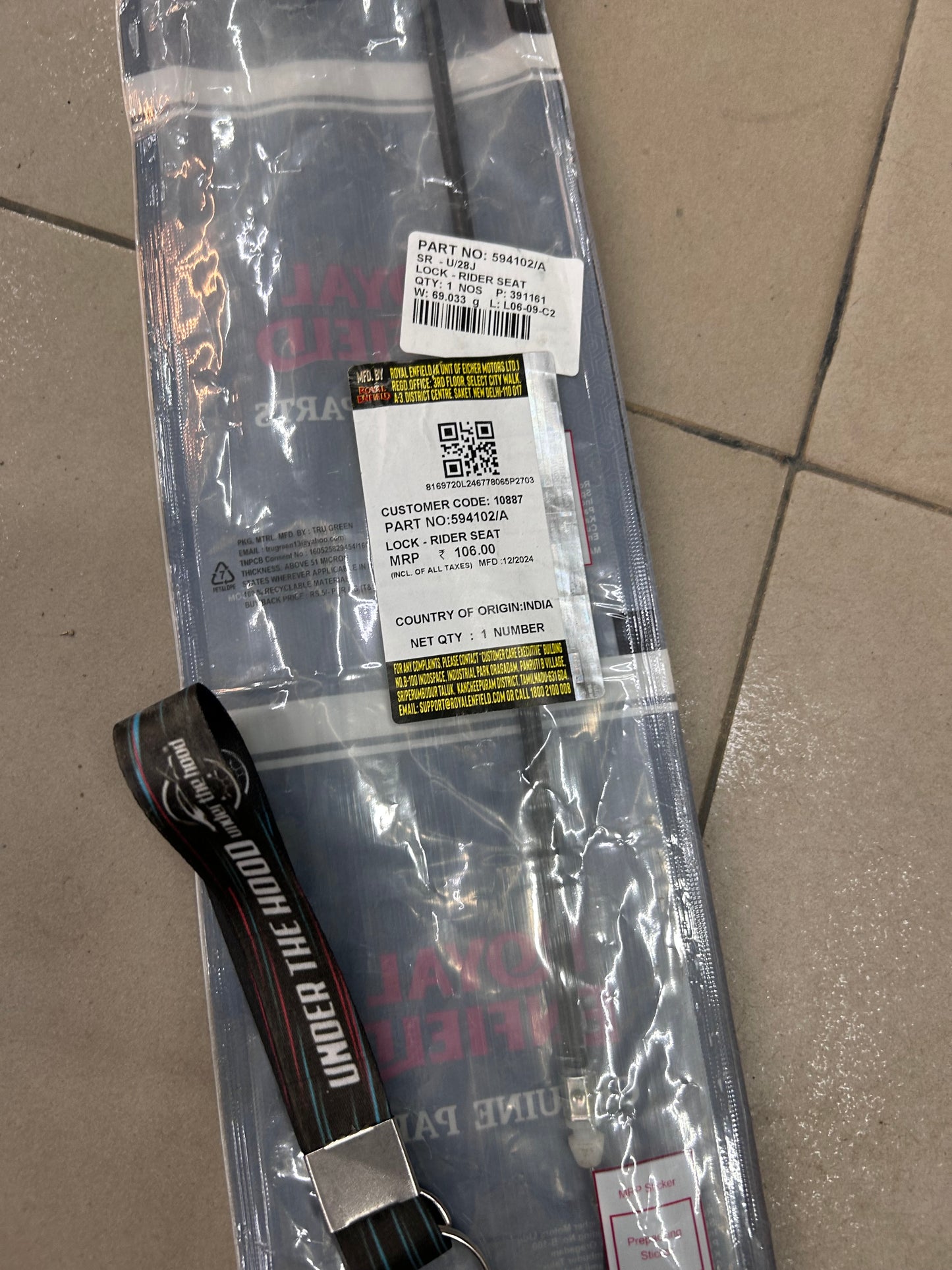 594102/A – Lock, Rider Seat for Thunderbird 350 (UCE), Thunderbird 500, Thunderbird 350 ABS / Thunderbird 500X (BS4) – Genuine Royal Enfield