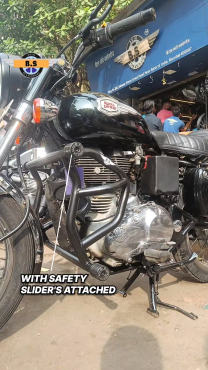 BS00421 Crash Guard for Royal Enfield Classic Reborn & Meteor 350 (Black & Chrome)