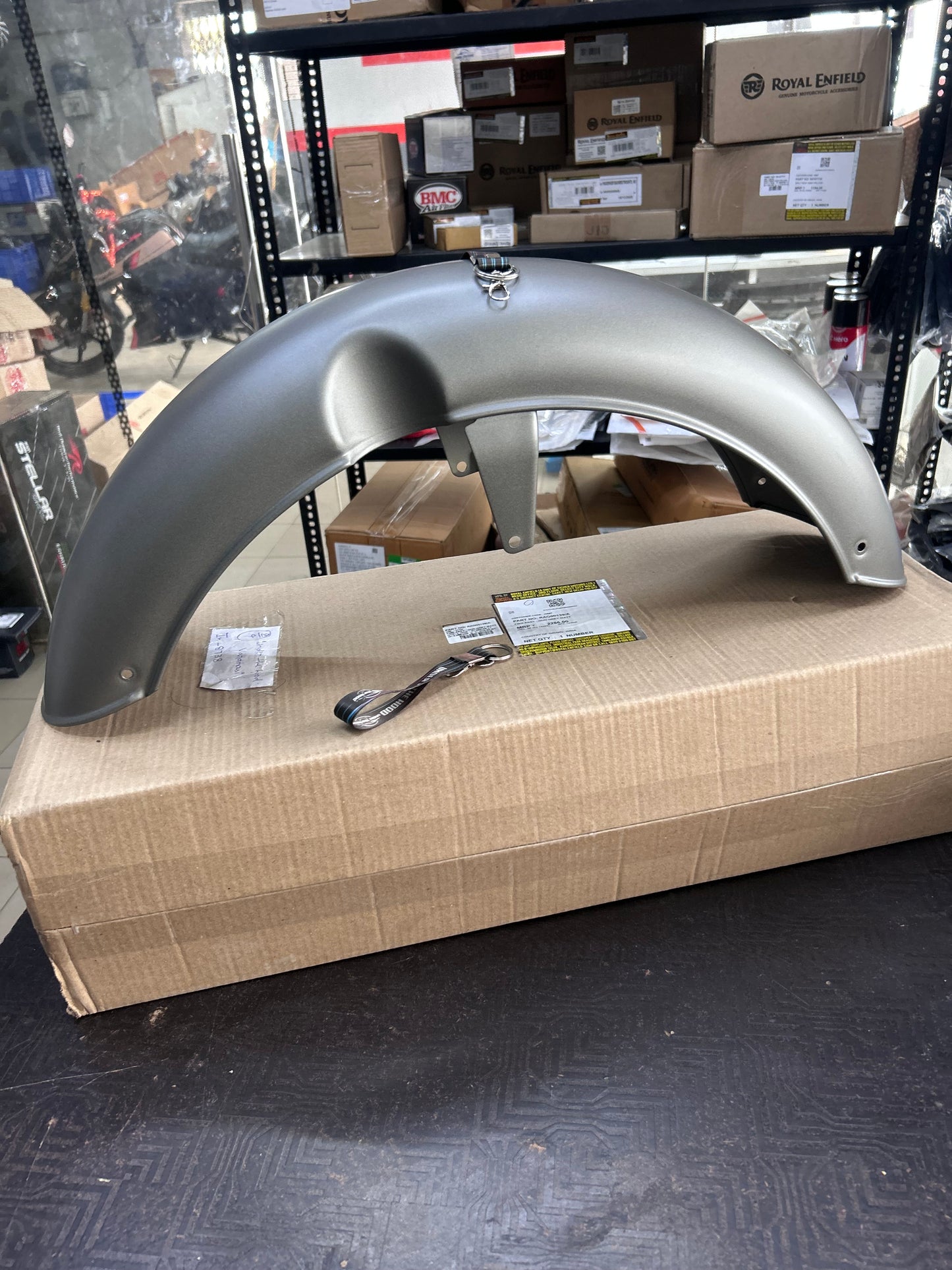 Genuine Royal Enfield Front Mudguard Assembly (Front Fender) – Gun Grey Matt for Classic 350 Reborn – RAG00139/A