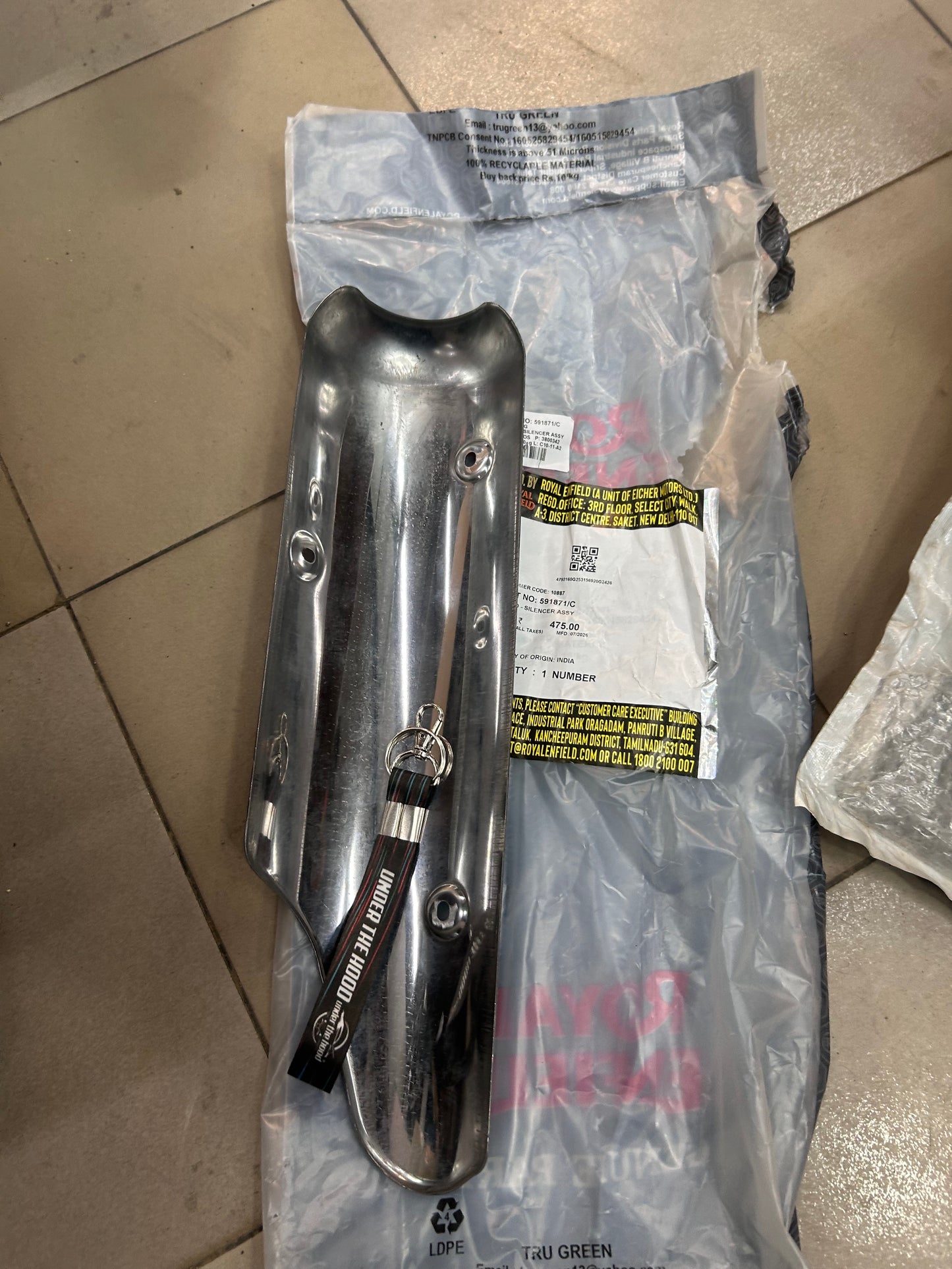 Royal Enfield Silencer Guard Assembly (591871/C) – Classic 350/500 & Bullet 350/500 – OEM Chrome Cover for BS3 & BS4 UCE Models