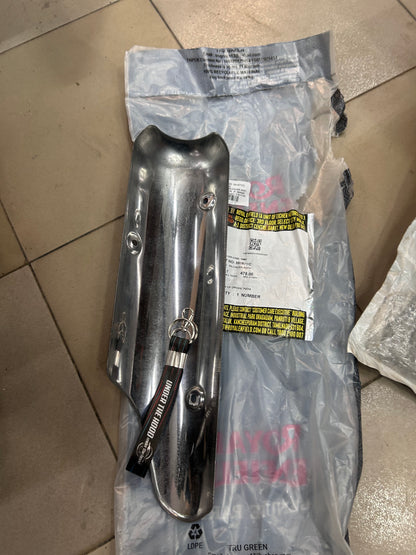 Royal Enfield Silencer Guard Assembly (591871/C) – Classic 350/500 & Bullet 350/500 – OEM Chrome Cover for BS3 & BS4 UCE Models
