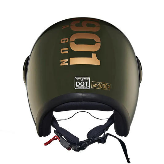 ROYAL ENFIELD JET OPEN FACE MLG HELMET WITH CLEAR VISOR - Green