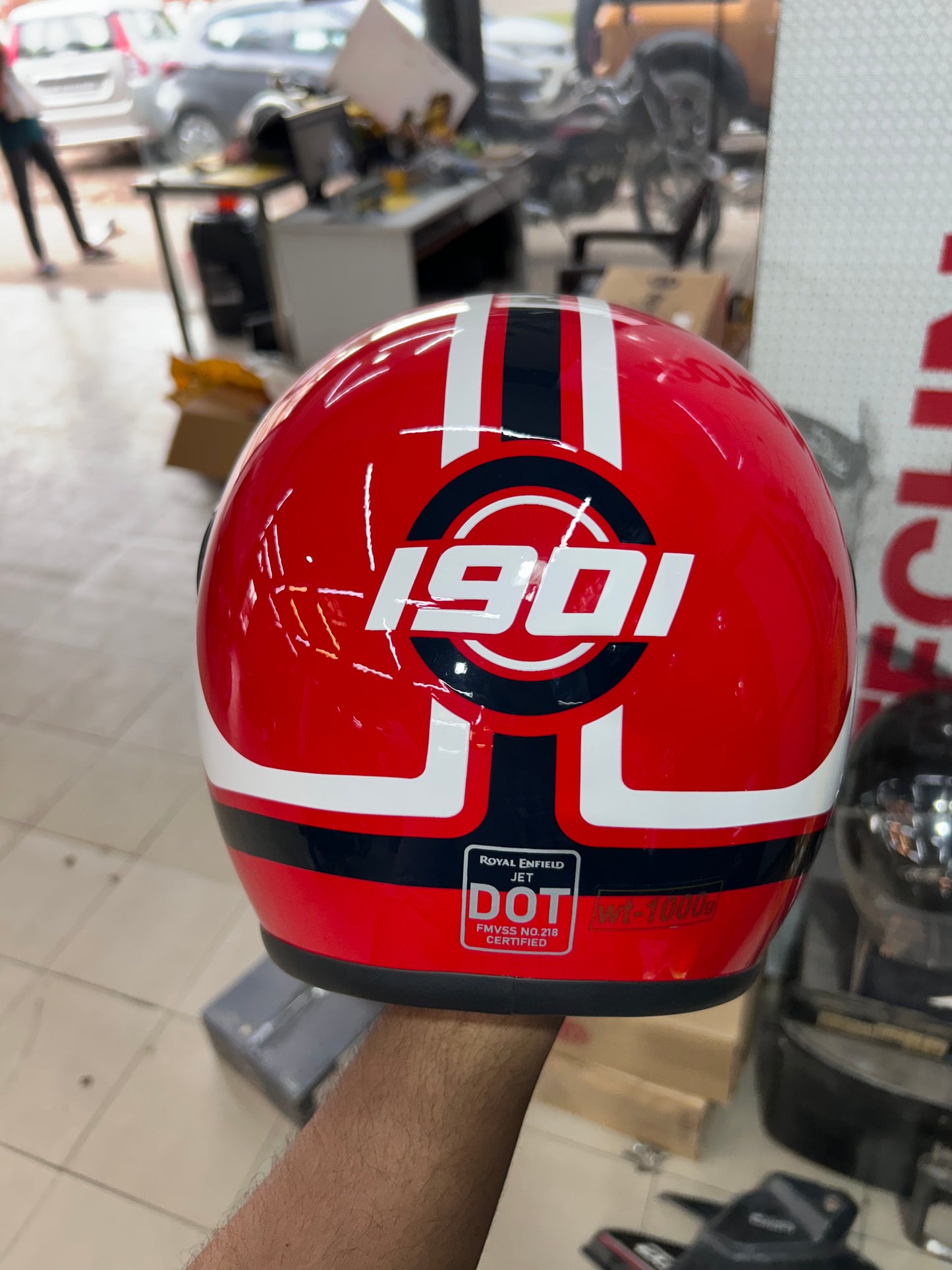 Royal Enfield Jet 1901 Open Face Helmet (Dual Wing, Red, XL – 62cm) – ISI & DOT Certified