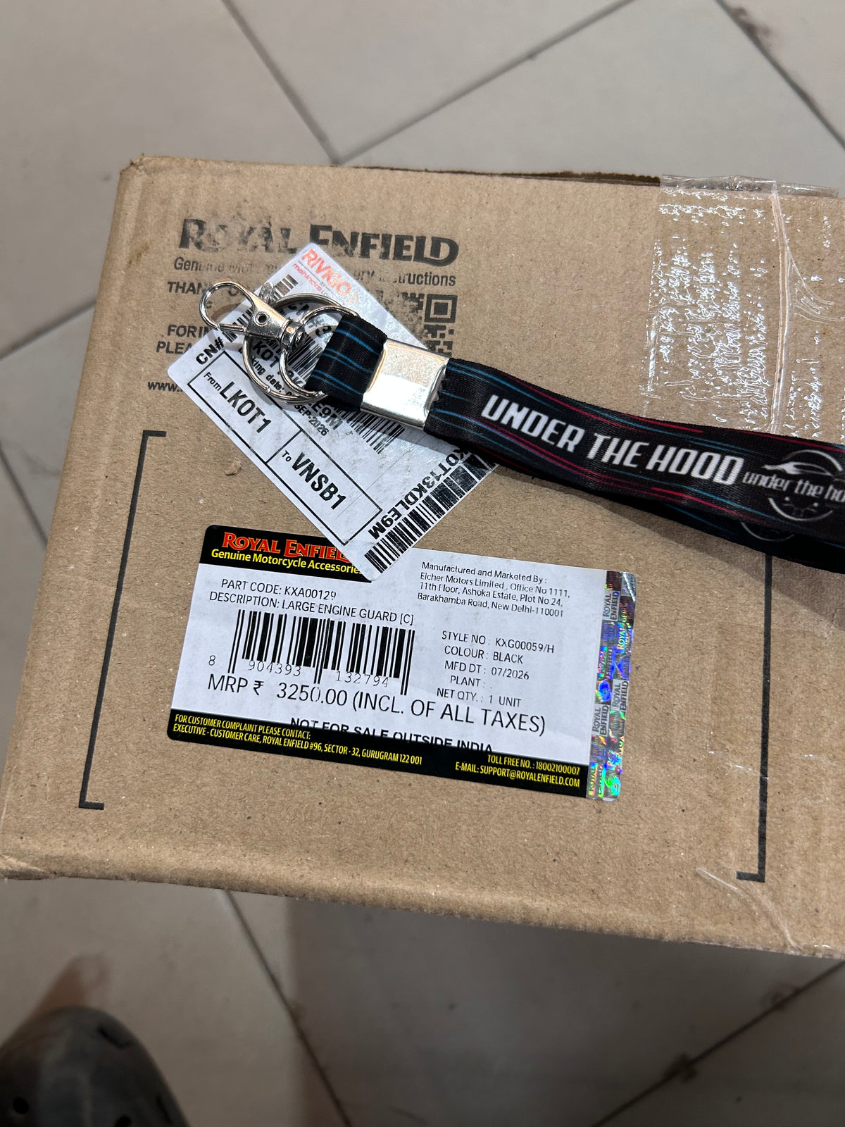 Royal Enfield Black Large Engine Guardian Guard KXA00129 — OEM Crash / Engine Guard for Hunter 350