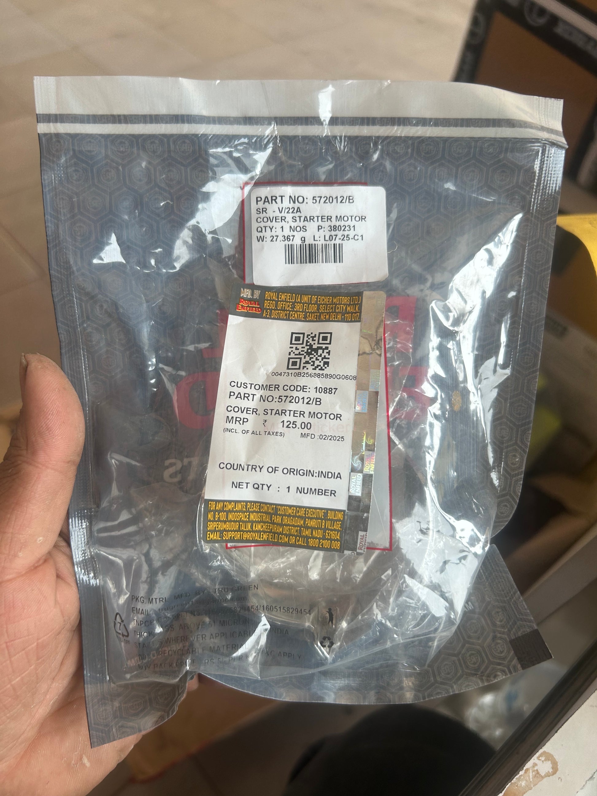 Royal Enfield Starter Motor Cover 572012/B – Genuine OEM for Classic  Bullet 500 Models