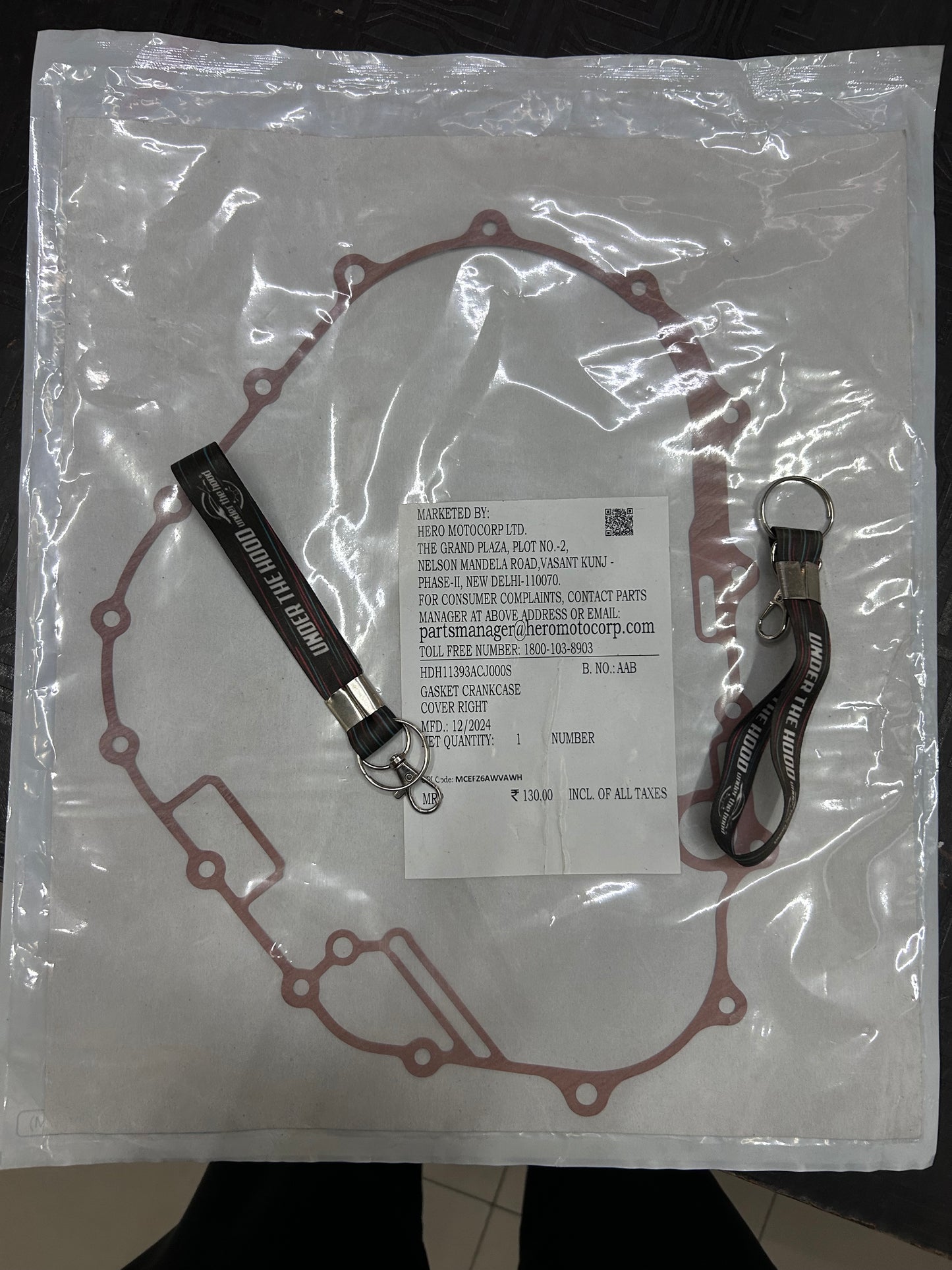 Hero Genuine Right Crankcase Cover Gasket – HDH11393ACJ000S / 11393ACJ000S | Hero Mavrick 440 | Harley-Davidson X440 / 440X