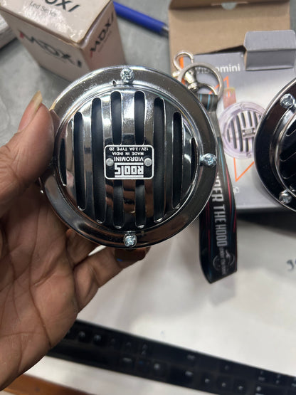 Roots Vibromini 12V Horn – Compact, Loud Horn for Royal Enfield, Bikes & Cars (High/Low Tone)