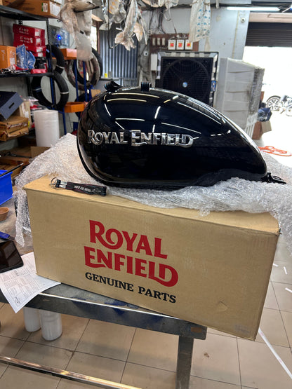 Royal Enfield 879023 - FUEL TANK W/STICKER-FLICKER -TB BVI BS4 (Painted Petrol Tank Assembly)