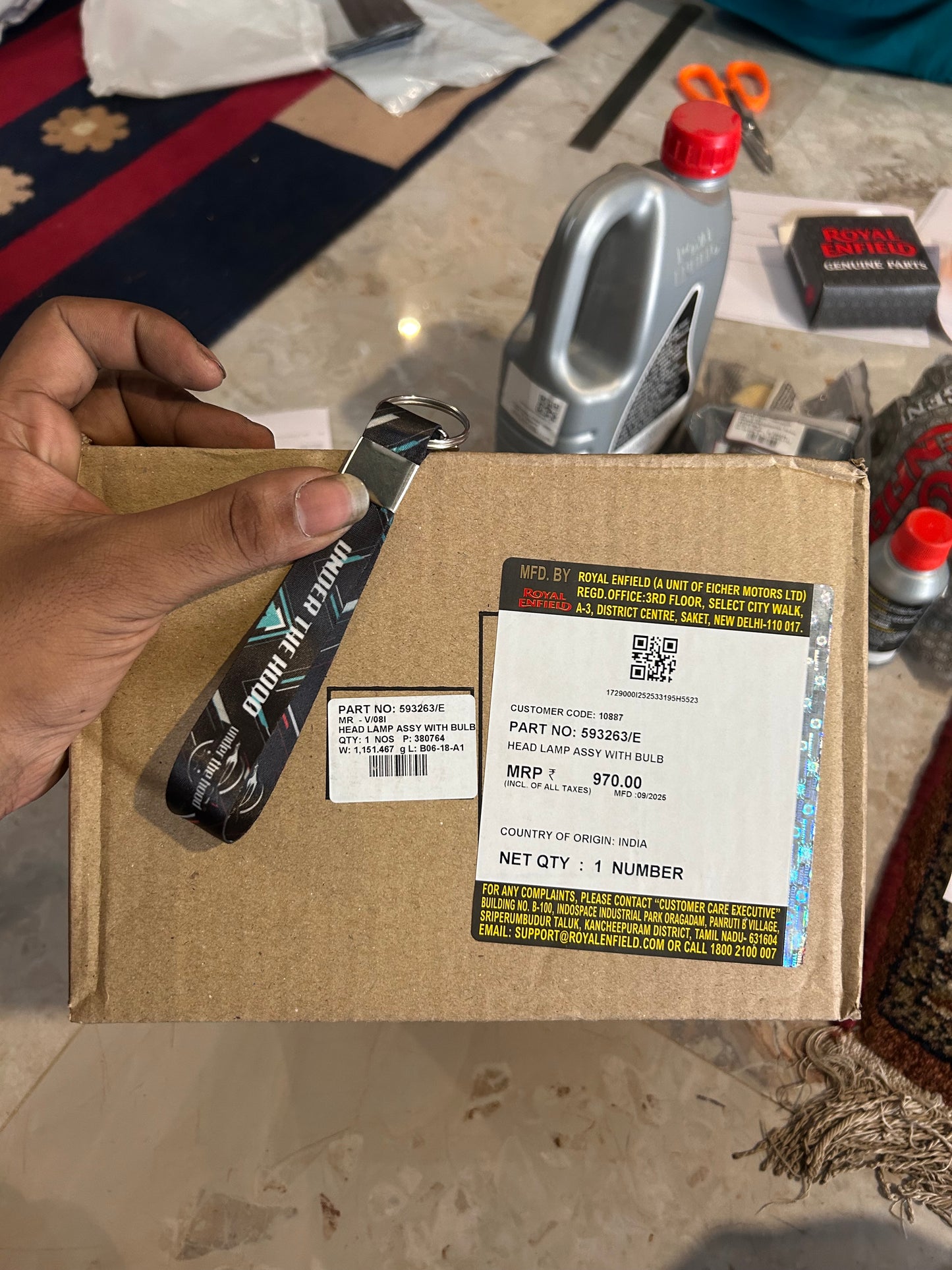 Royal Enfield 593263/E Head Lamp Assembly with Bulb – OEM Fit for Classic 350, Classic 500 & Bullet 350/500