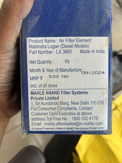 Air Filter for Mahindra Logan Diesel LX 3660 — Genuine Replacement | Engine Performance