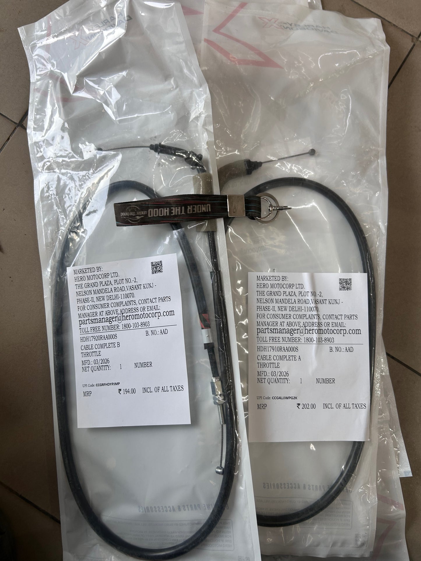 Harley-Davidson X440 / X440 OBDII Throttle Cable Set OEM | HDH17910-RAA-000 & HDH17920-RAA-000