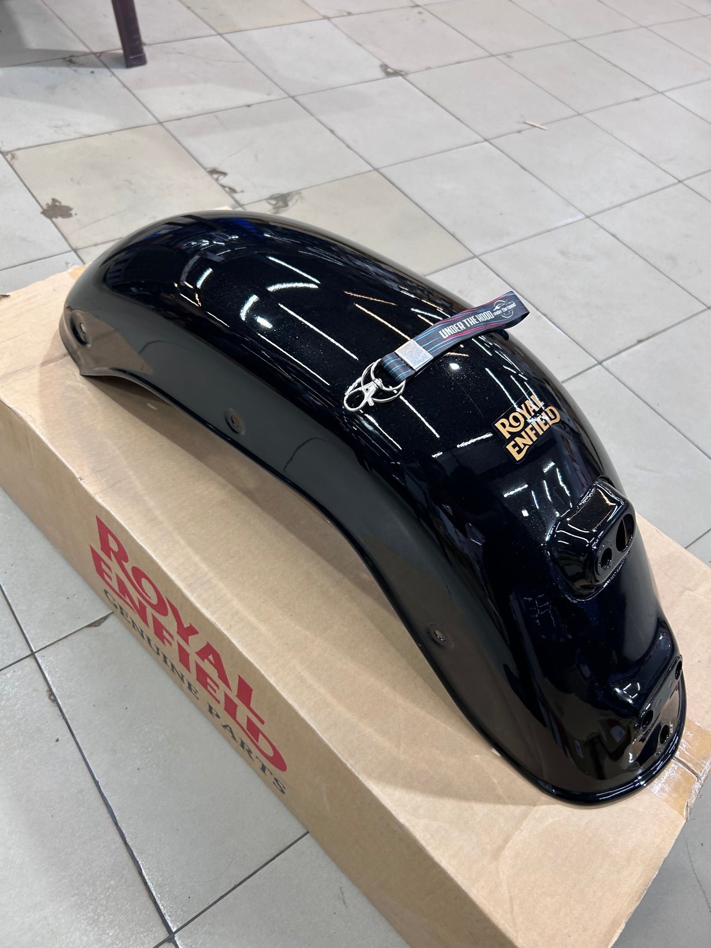 Royal Enfield RAQ00952/A Rear Mudguard with Sticker – Metallic Gloss Black – Bullet 350 Standard Black (J-Series BS6) – Genuine OEM