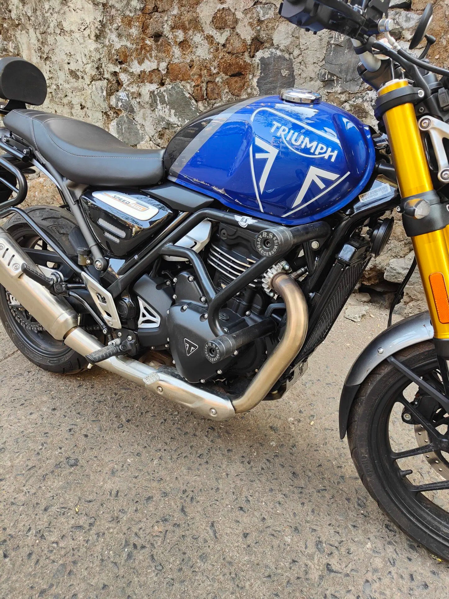 BS Auto Crash Guard for Triumph Speed 400 | Stainless Steel | Black Powder-Coated