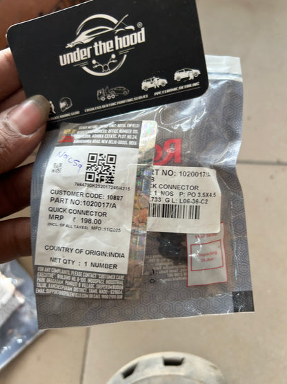 Royal Enfield 1020017/A – Quick Connector (Fuel Hose / Injector Line Quick Coupler) for Bullet 500 Euro 4 (B5) & Classic 500 Euro 4 (C5) | Genuine OEM