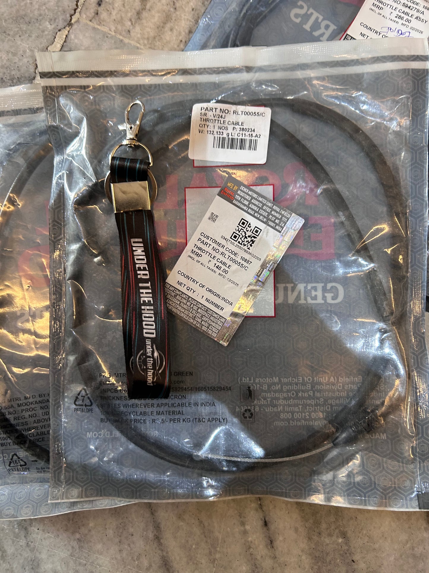 Royal Enfield RLT00055/C Throttle Cable Assembly – OEM Replacement for Classic 350 BS6 (2020–Onwards)