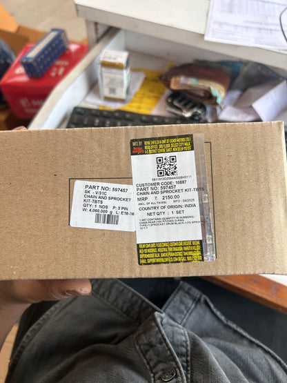 Royal Enfield 350cc UCE chain and sprocket kit – OEM part 597457 for Classic, Bullet, and Electra