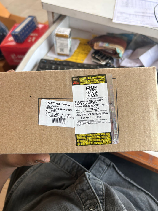 Royal Enfield 350cc UCE chain and sprocket kit – OEM part 597457 for Classic, Bullet, and Electra
