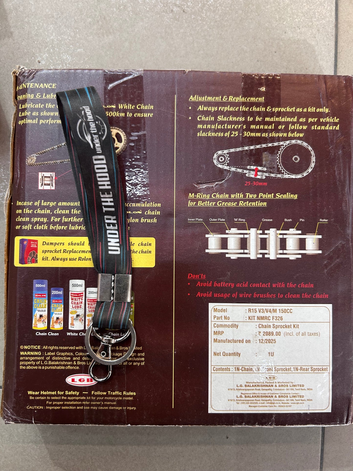 Rolon Brass-Plated Chain & Sprocket Kit for Yamaha R15 V3 / R15 V4 / R15M – 14T/48T 128 Links (428) – KIT NMRC F326