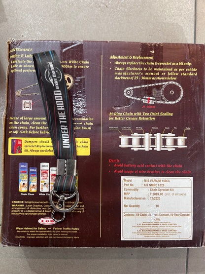 Rolon Brass-Plated Chain & Sprocket Kit for Yamaha R15 V3 / R15 V4 / R15M – 14T/48T 128 Links (428) – KIT NMRC F326