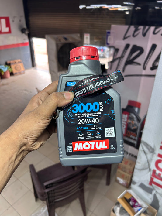 Motul 3000 4T Plus 20W-40 Engine Oil (JASO MA2, API SN) – Wet Clutch Motorcycle Oil – 1 Ltr