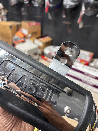 HK Indori Silencer With Heat Plate (Big Mouth, 3-Baffle) – Black/Chrome Options | For Royal Enfield Classic 350 Reborn (J-Series) & New Bullet 350 2023+ (Battalion Black)