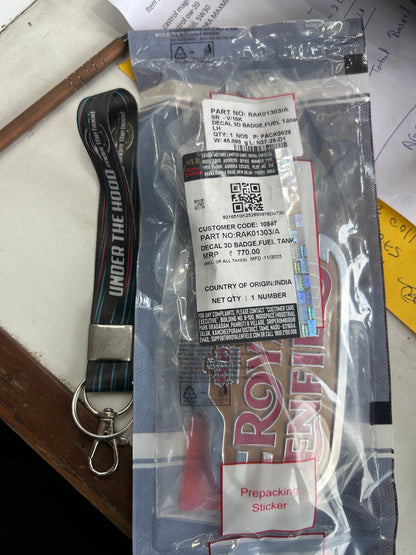 Royal Enfield RAK01303/A – 3D Fuel Tank Badge (LH) for Bullet 350 J-Series – Standard Black & Standard Maroon – Genuine OEM