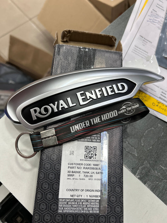 Royal Enfield Meteor 350 Genuine 3D Fuel Tank Badge – LH (Left Side) Satin – RAK00608/A