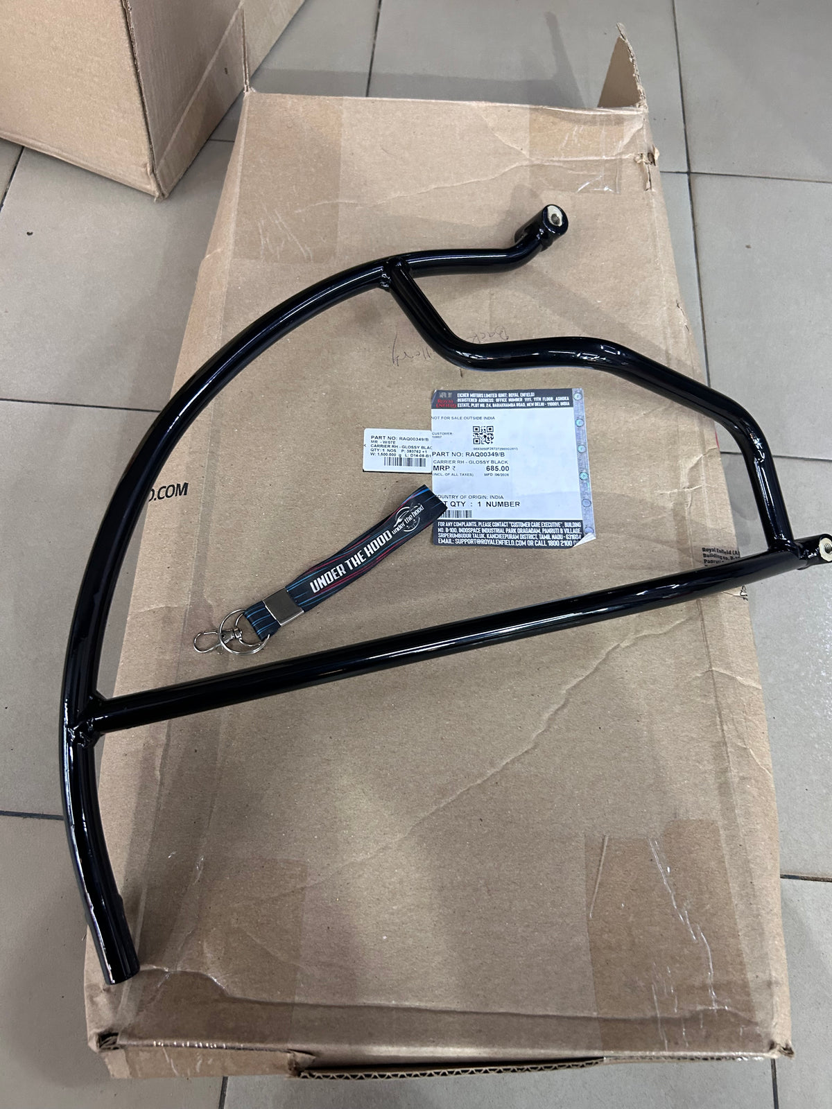 Royal Enfield Classic 350 Reborn RH Glossy Black Rear Mudguard Carrier RAQ00349/B