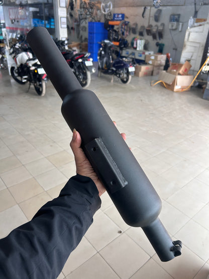 HK Mini/Short Punjab Silencer (Big Mouth, Chrome) for Royal Enfield Classic 350 Reborn (J-Series) & New Bullet 350 2023+ (Battalion Black) – HK