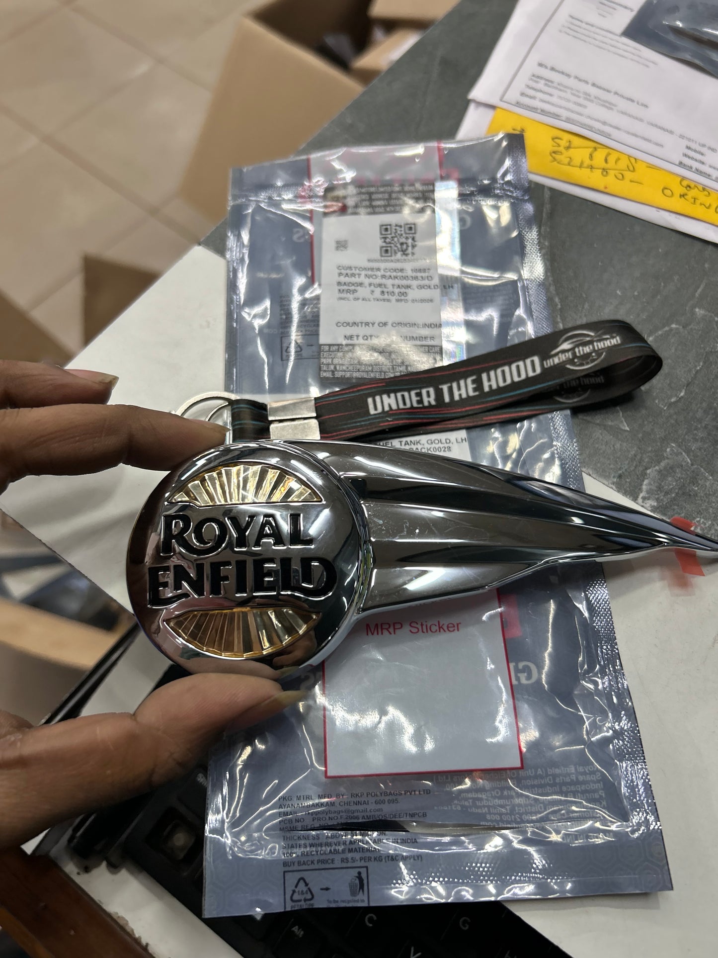 Royal Enfield Fuel Tank Badge / Monogram (Gold) for Super Meteor 650 – Left Side (LH) – RAK00363/D
