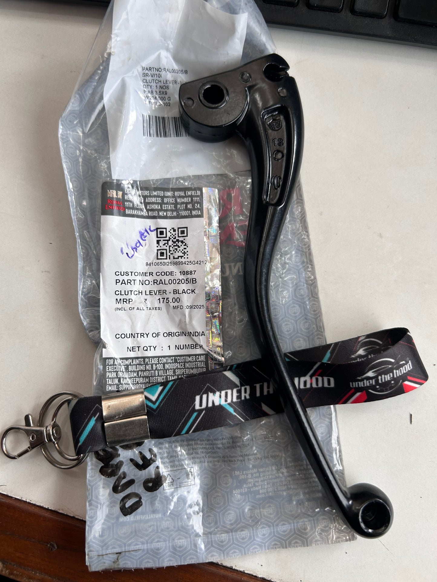 Royal Enfield RAL00205/B Clutch Lever – Black | Genuine Replacement for Meteor 350, Hunter 350, and Classic 350 (2021+)