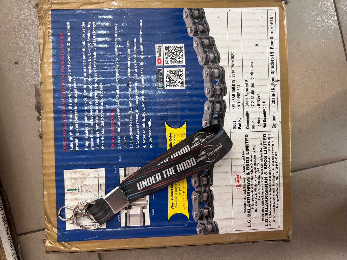 Rolon HPOR 294 Chain & Sprocket Kit for Bajaj Pulsar 150 DTS-i Twin Disc (2018-onwards) – 14T / 42T, 106-Link 520 O-Ring