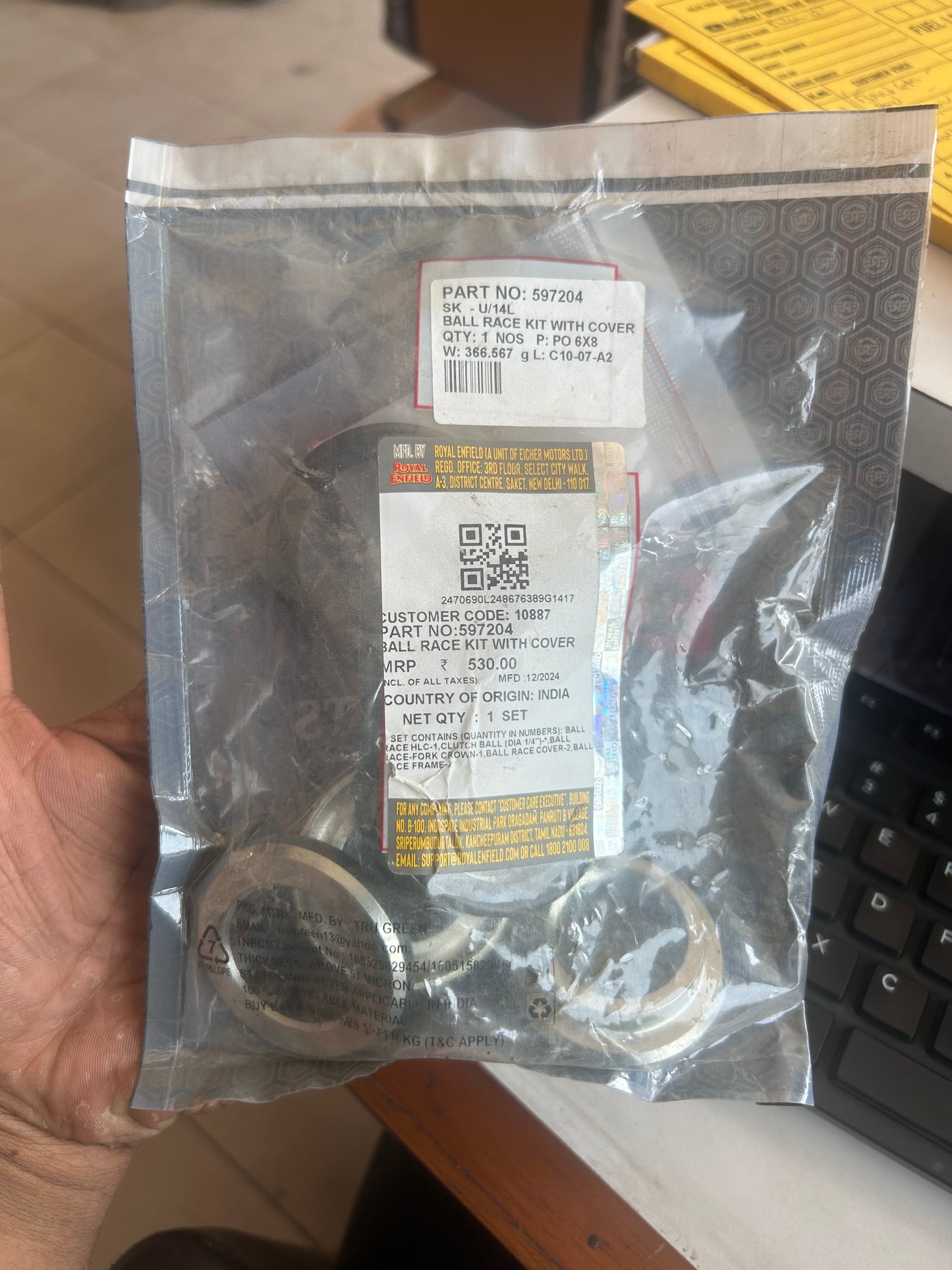 Royal Enfield 597204 Genuine Ball Race Kit with Cover for Classic, Bullet & Electra

