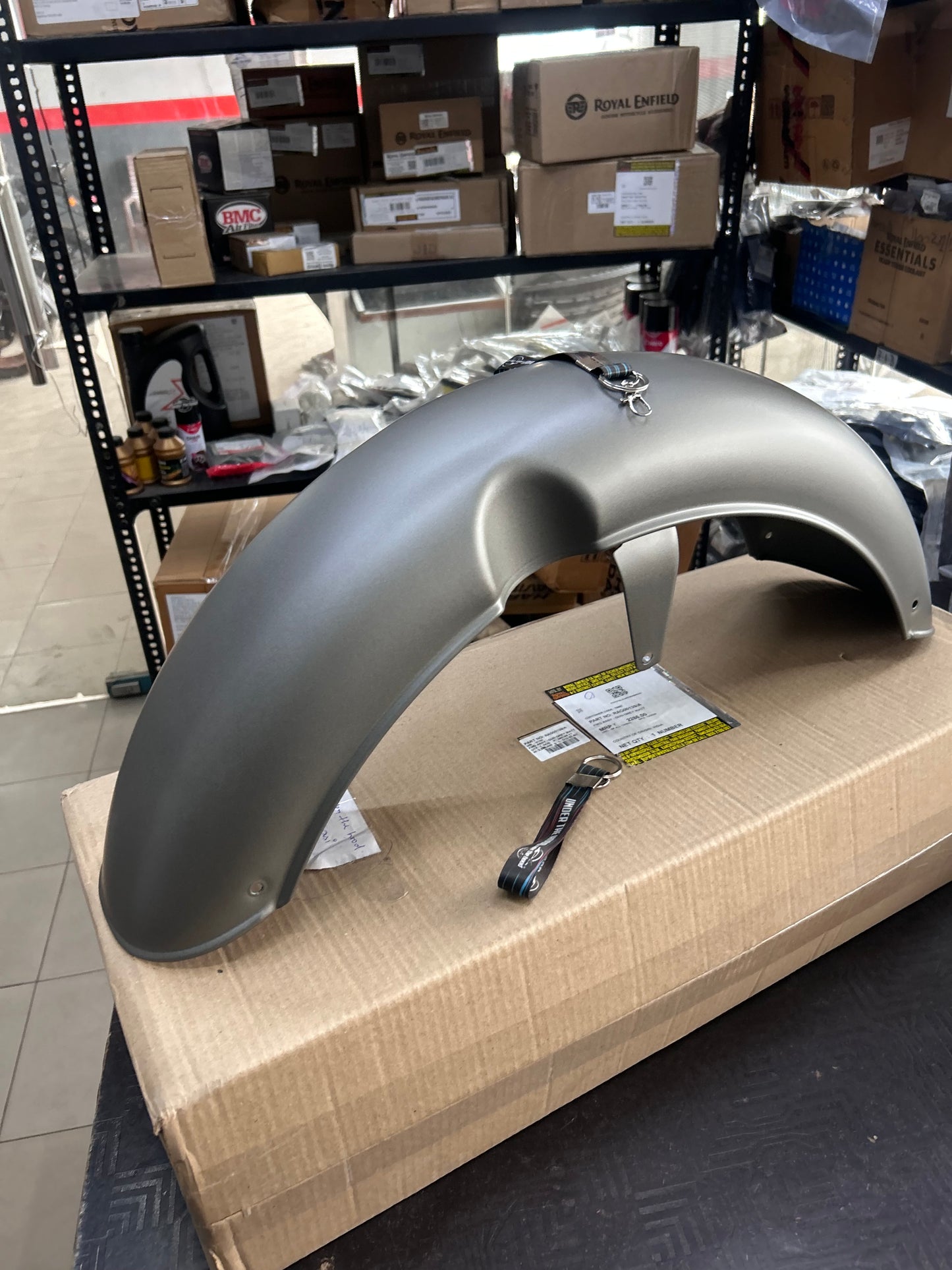 Genuine Royal Enfield Front Mudguard Assembly (Front Fender) – Gun Grey Matt for Classic 350 Reborn – RAG00139/A