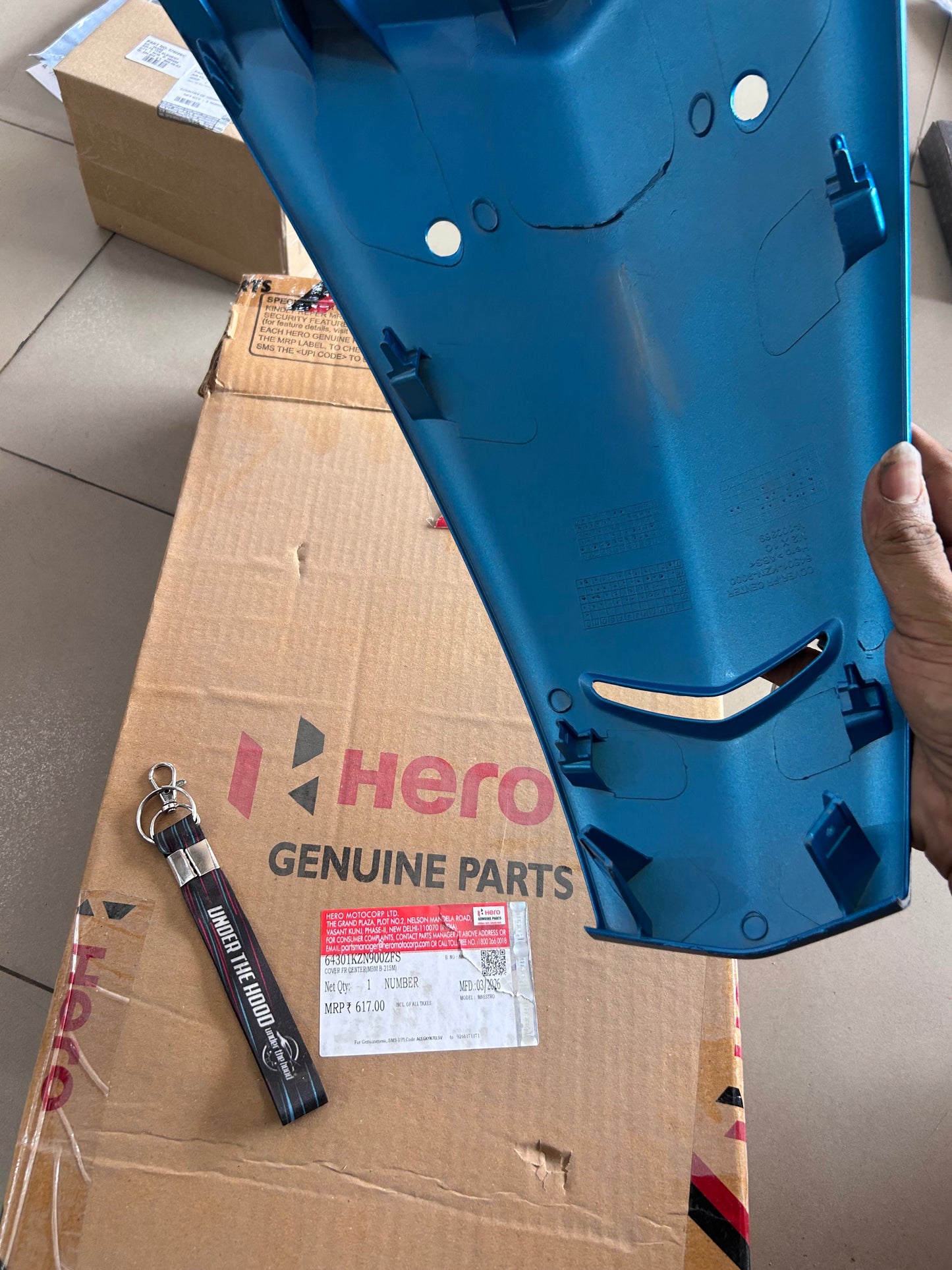 Hero Maestro Front Center Cover Blue MBM B-215M | Genuine Front Body Panel | 64301KZN900ZFS