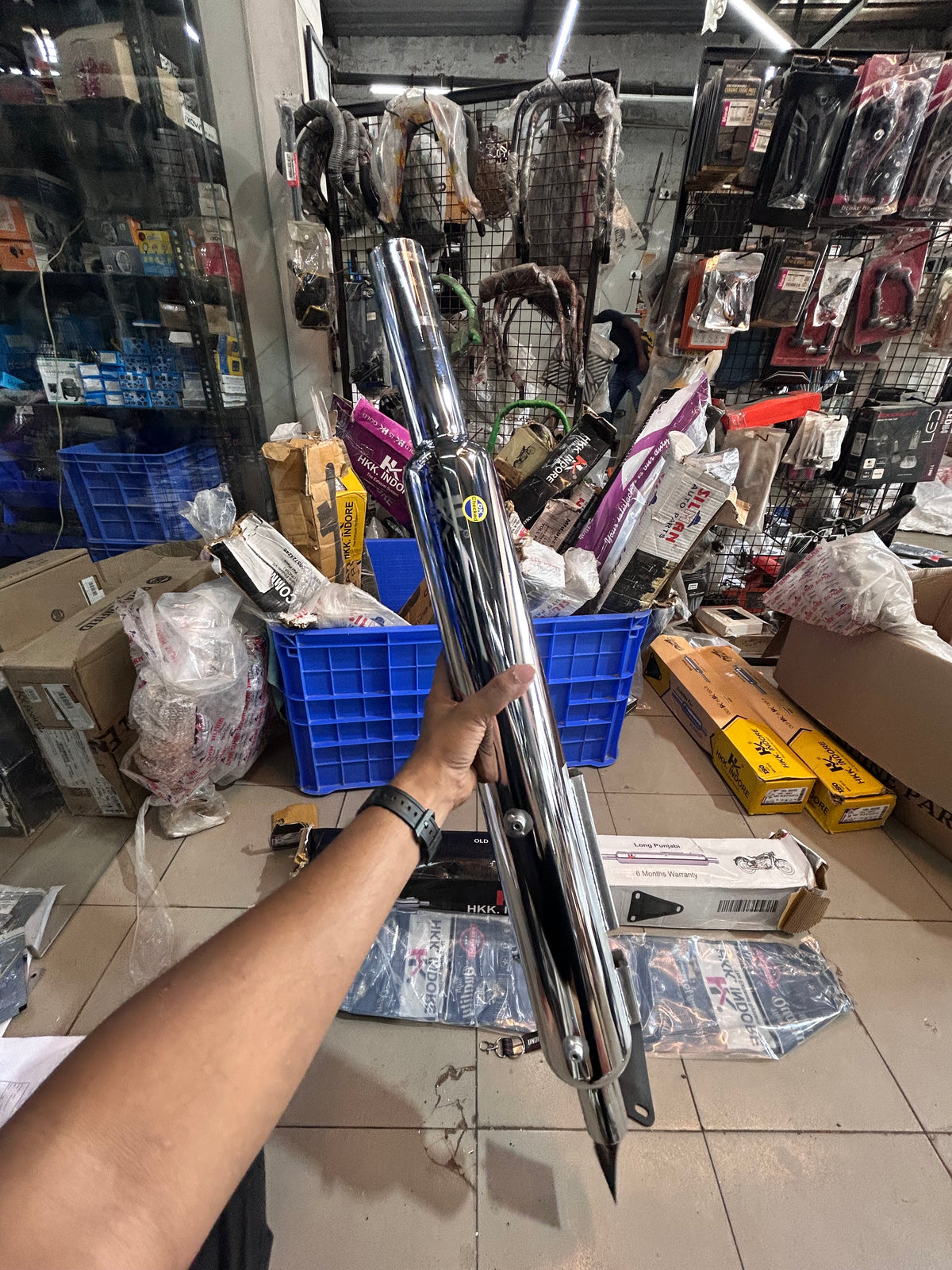 HKK Indore HK17A Long Punjab 63mm Big Mouth Chrome Silencer – Royal Enfield UCE Classic/Bullet/Electra