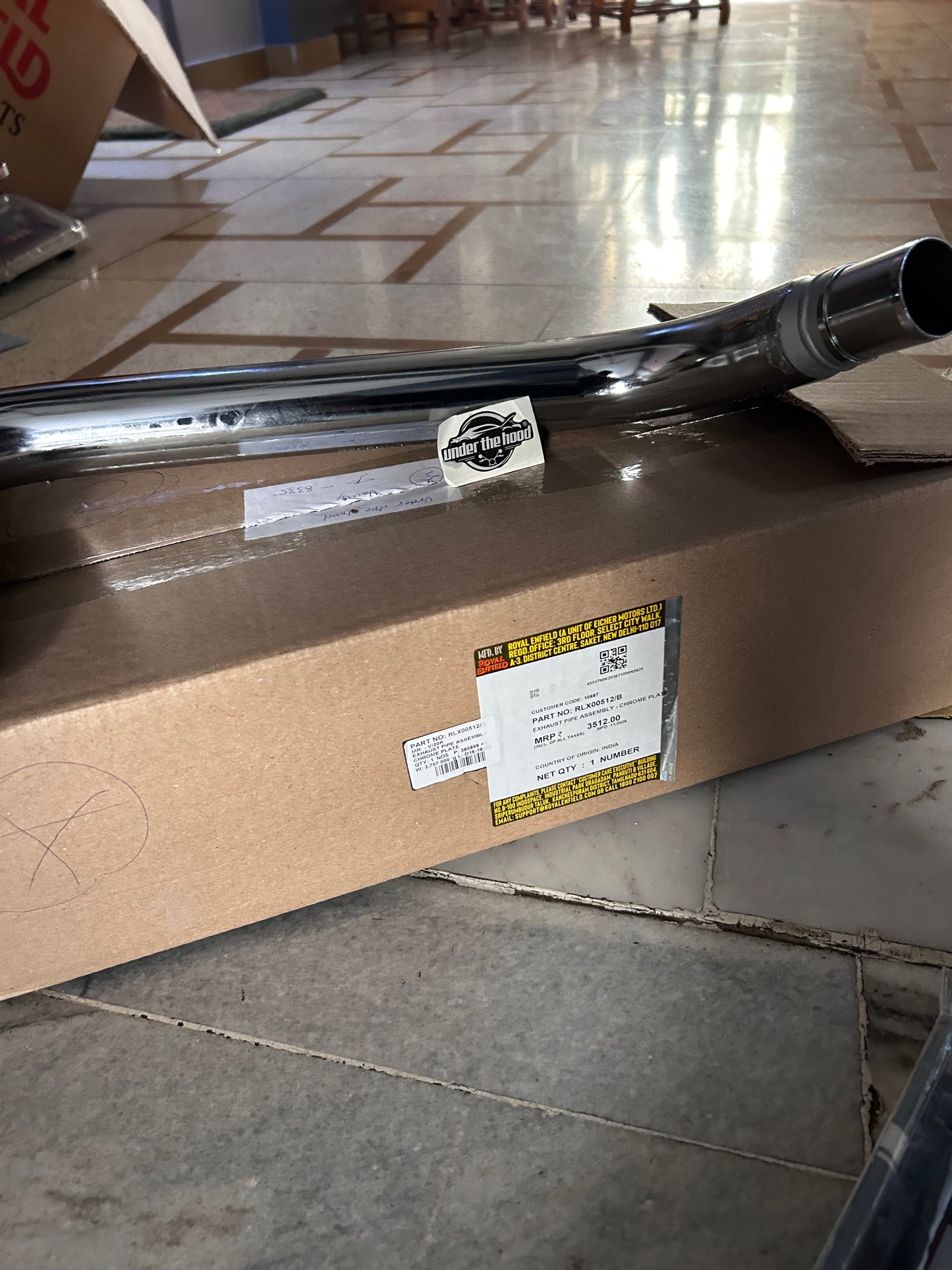 Royal Enfield RLX00512/B – Exhaust Pipe Assembly (Chrome Plate) – OEM for Reborn Classic 350 , New Bullet 350, & Meteor 350