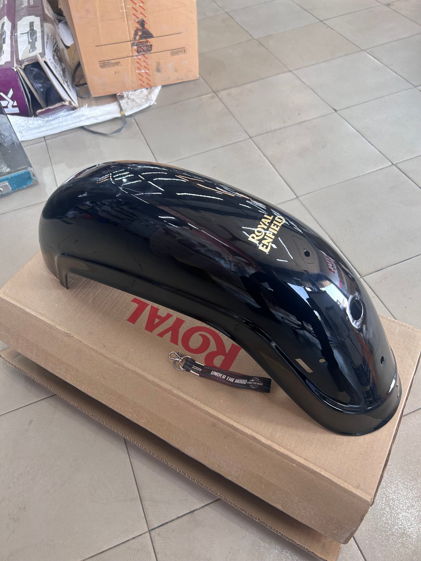 Rear Mudguard With Sticker STD BVI (Black) for Bullet 500 UCE BS4 & Bullet 350 UCE KS/ES – Genuine Royal Enfield 866133