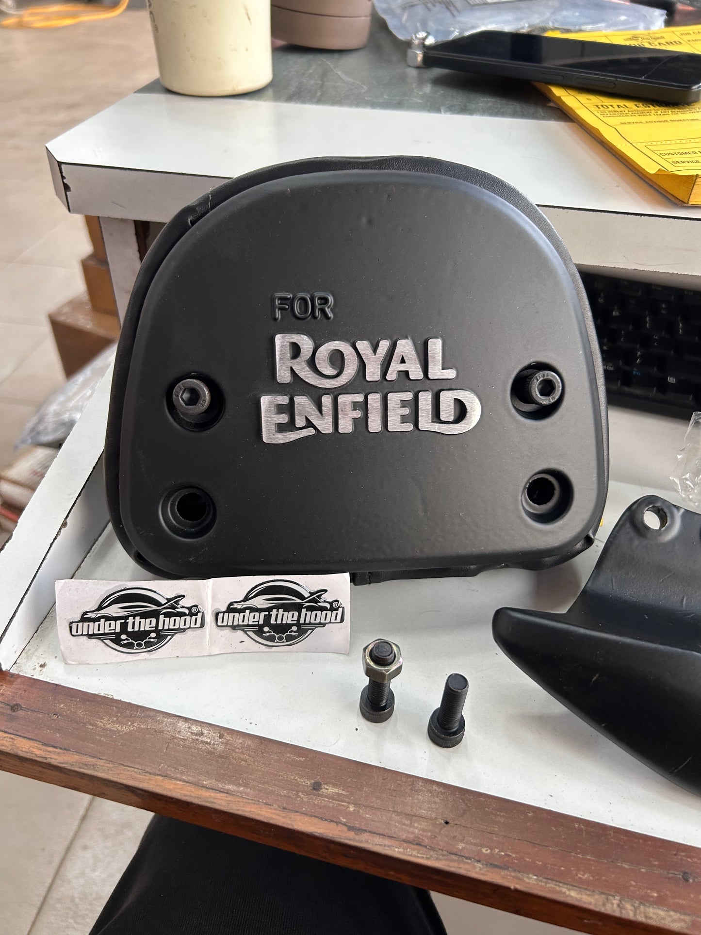 Hunter 350 Backrest with Black Cushion for Hunter 350 Bike Heavy Pillion Back Aluminium Support(Black Pack of 1)